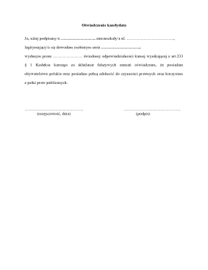 Oświadczenie Kandydata