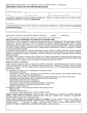 Medical Consent Form for Closed Reduction with Internal Fixation