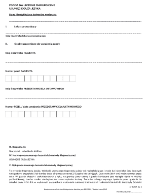Medical Consent Form for Tongue Tumor Surgery