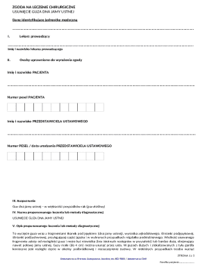 Medical Consent Form for Oral Cancer Surgery