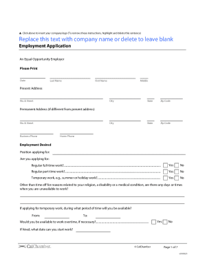 California Employment Application