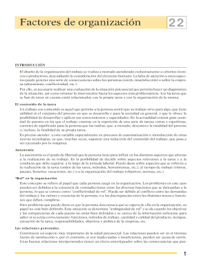 Work Organization Factors Assessment