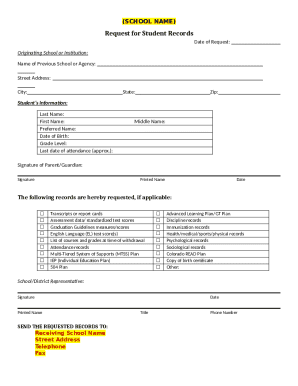 Request for Student Records