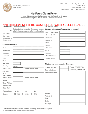New York City No Fault Claim Form