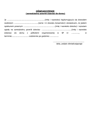 Child Independent Return Consent Form