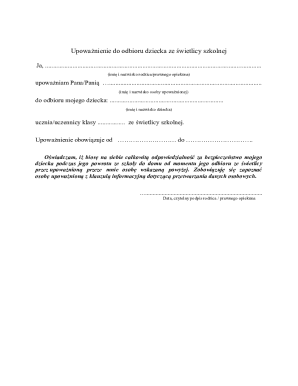 Child Pickup Authorization Form