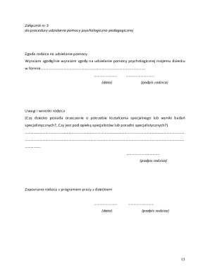 Parent Consent for Psychological-Pedagogical Help