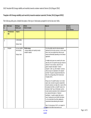 OECD Template 18 Storage Stability Form