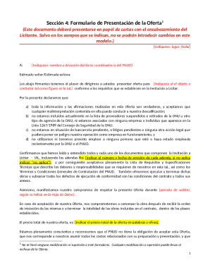 UN Procurement Bid Submission Form