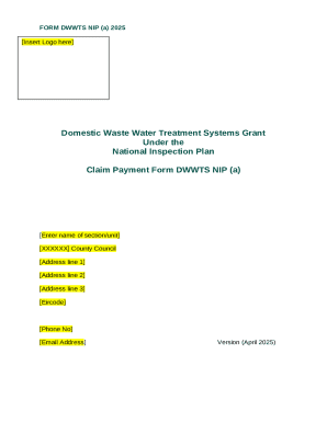 Domestic Waste Water Treatment System Grant Claim Form