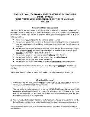 Florida Simplified Dissolution of Marriage Form
