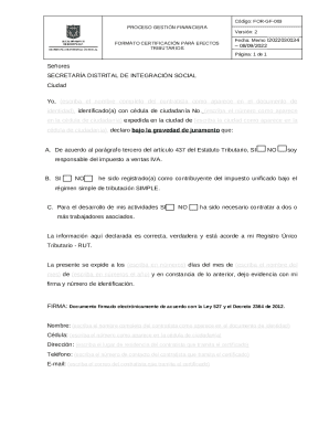 Certification for Tax Purposes