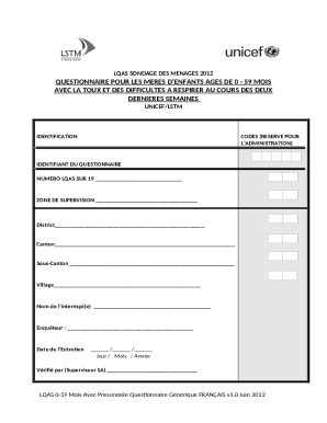 LQAS Child Health Survey Form