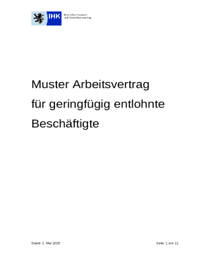 Muster Arbeitsvertrag für geringfügig entlohnte Beschäftigte