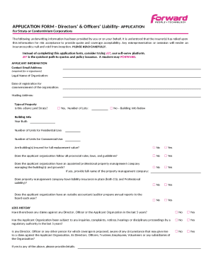Directors' & Officers' Liability Application Form
