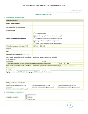 Meander Bank Credit Application Form