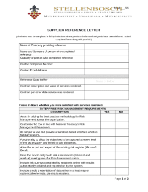 Supplier Reference Letter