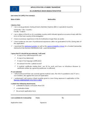 EU Delegation Traineeship Application