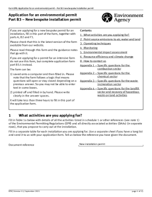 UK Environmental Permit Application Form EPB3