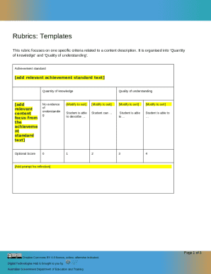 Rubrics Templates