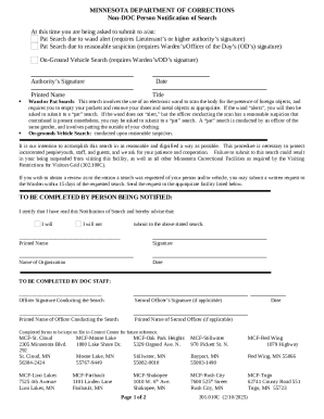Minnesota Non-DOC Person Notification of Search
