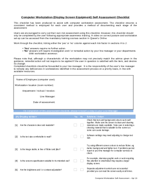 Computer Workstation Self Assessment Checklist