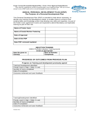 Foster Carer Personal Development Plan Form 3