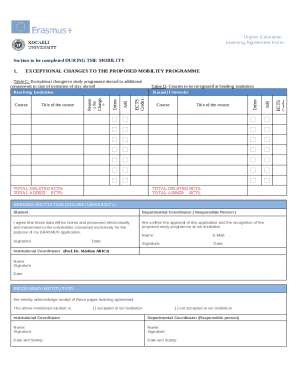 Higher Education Learning Agreement Form