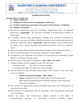 Rashtriya Raksha University Certificate Application
