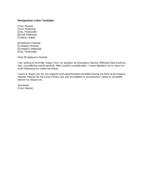Resignation Letter Template