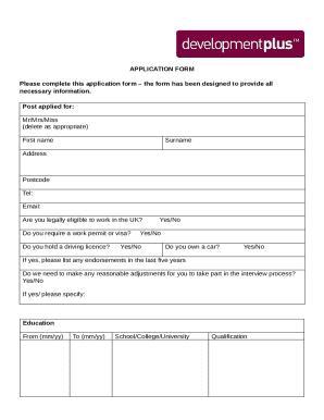 UK Employment Application Form
