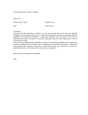 Coursework Cover Sheet