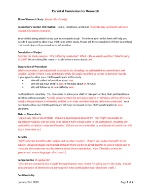 Parental Permission for Research