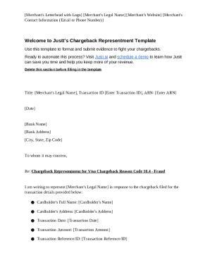Chargeback Representment Template