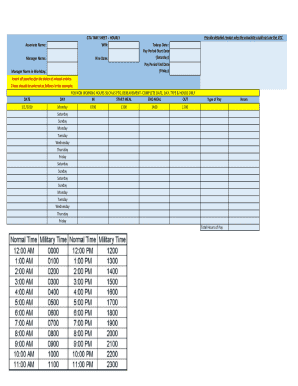 GTA Time Sheet - Hourly