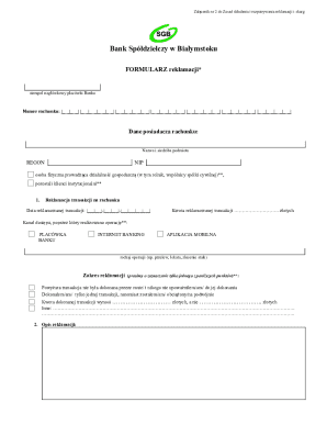 Bank Complaint Form