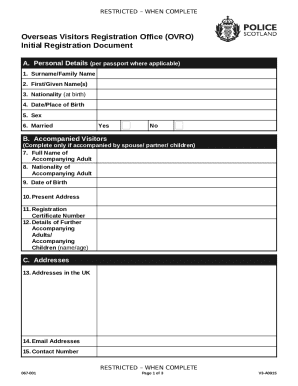 UK Overseas Visitors Registration Form