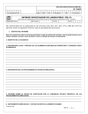 Police Judicial Laboratory Investigator Report