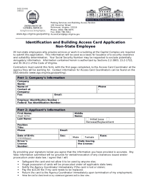 Virginia Non-State Employee Access Card Application