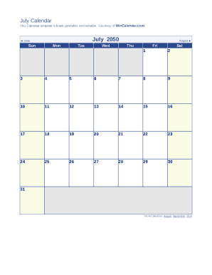 July Calendar Template