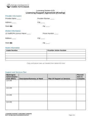 Licensing Support Agreement Kinship