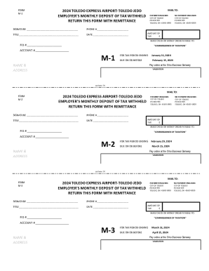 Toledo Employer's Monthly Tax Deposit Form