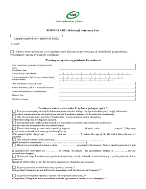 Bank Spółdzielczy w Pucku Card Complaint Form