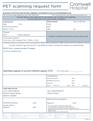 PET Scanning Request Form