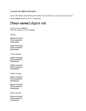 Digital Will Template