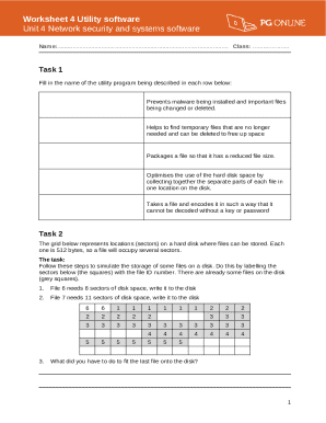 Worksheet 4 Utility Software