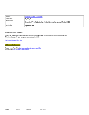 Asian Journal of Research and Review in Agriculture Peer Review Form
