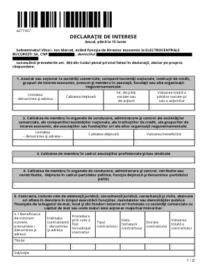 Romanian Interest Declaration Form