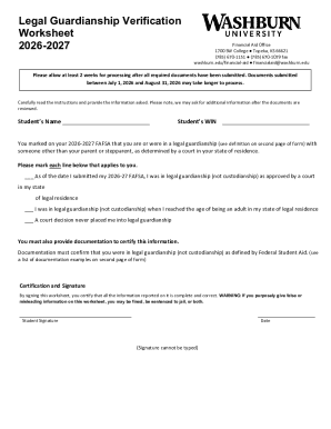 Legal Guardianship Verification Worksheet