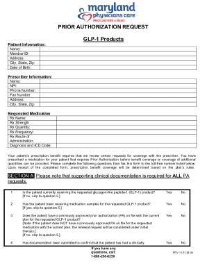 Prior Authorization Request for GLP-1 Products